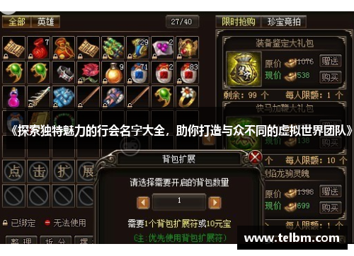 《探索独特魅力的行会名字大全，助你打造与众不同的虚拟世界团队》